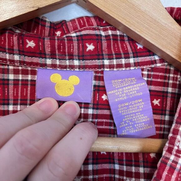 Vintage Pooh Disney Jerry Leigh Gingham Embroidered Button Down Shirt Size 26W/2 - Picture 2 of 10